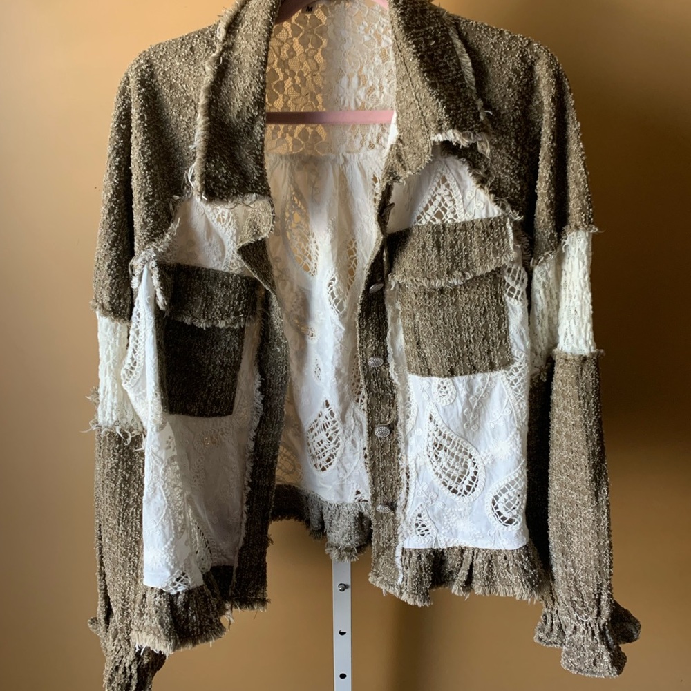 Pol Brown And White Patchwork Jacket - image 2